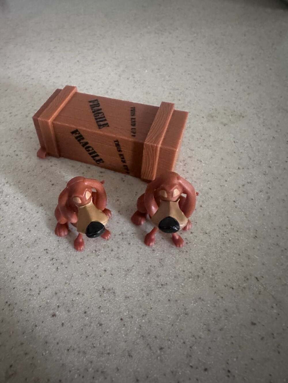 Vintage 1990s A Christmas Story Ralphie's Hound Dog Figures with Fragile Crate